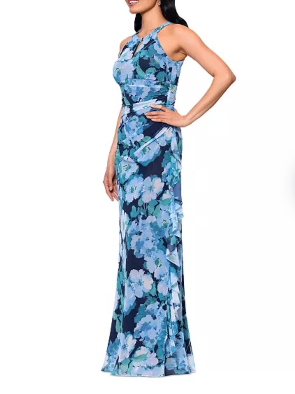 Betsy & Adam Women's Printed Mesh Halter-Neck Sleeveless Gown size 16 W NWT - Picture 3 of 11